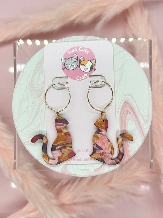 Cat Hoops in Sunset Marble